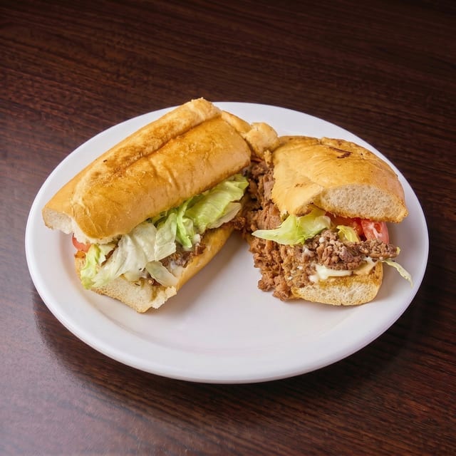 Steak and Cheese "Sabor Latino" Hot Sandwich.